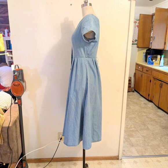 Vintage 1990's Forenza Denim Full skirt Button Front dress size 8 - Picture 4 of 6